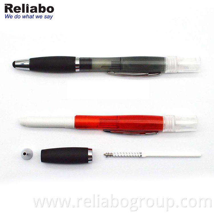 Empty Refillable Perfume Bottles Ballpoint Pen with mist Spray Sanitizer Touch Screen Stylus Pens